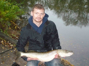 Ben Hill 10lb pike from brooklands by the car park near the boat house on spinner - 10.11.11