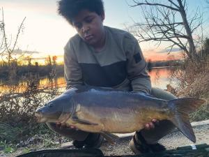 Harley Williams 19Lb-caught-on a ccmoore pacific tuna wafter last minute as I was packing-up. Took 15 mins then it screamed off.  Dartford Baldwins lakes February 24