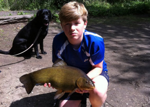 Joe McEhill - 10Lb 6oz Tench, Caught on Homebase Lake - Float fished grain of sweetcorn in the margins near lilly pads Loose feed - pinkies and sweetcorn 6lb mainline - float rod  23.6.11