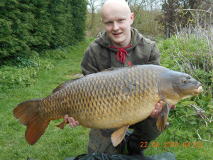 Ben Fellows 35lb 8oz Viaduct. Caught Friday evening at 4pm on a hair rig with an A2 baits creamy toffee white 70/30 wafters chucked to a showing fish by the cut, took the best of 10 minutes and the rod went off. 22.4.16