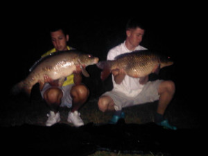 Dean lawson left 18lb mirror, left side of beachie, Tom Kayabasi right 20lb common right side of beachie - season 2011 - 2012