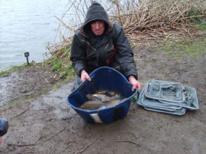 10th March 2013 Paul Henniker with part of his 68lb 0oz winning weight of Bream, peg 92. 