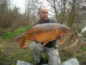 Mark Harris with the Unknown from the small lake on Poacher Baits Tigernut & Maple - 35Lb 2oz - 16.2.11